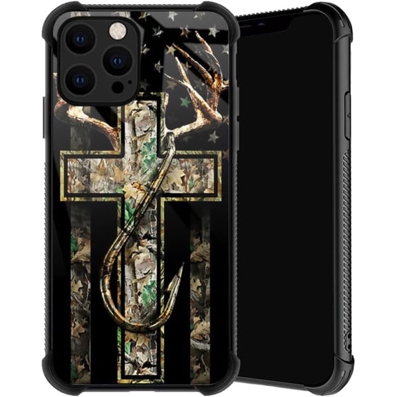 Compatible with iPhone 13 Case, Forest Antler Flag Phone Cover for Men/Women, Soft TPU Anti-Skid Thread Frame Four Corner Anti-Collision Protection Case Compatible with iPhone 13