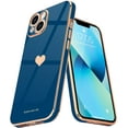 thumbnail image 1 of Compatible with iPhone 13 Case for Girl Women Cute Love-Heart Luxury Bling Plating Soft Back Cover Raised Camera Protection Bumper Silicone Shockproof Phone Case for iPhone 13, Royal Blue, 1 of 14