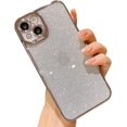 thumbnail image 1 of Compatible with iPhone 13 Case Glitter,Luxury Plating Bling Sparkly Shiny Clear Case Camera Protection Design for Women Girly Soft Cover,Silver,6.1 Inch, 1 of 15