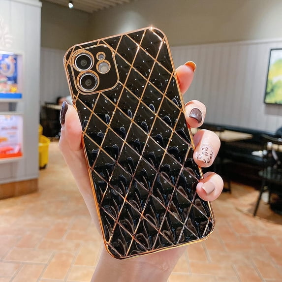 Compatible with iPhone 13 Case Glitter Plating Sparkle Luxury Phone Case for Women Full Camera Lens Protection Slim Soft Flexible TPU Shockproof Protective Cover Case, 6.1 Inch, Black