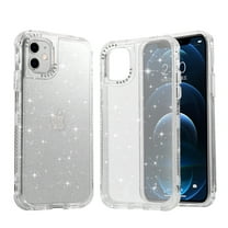 Compatible with iPhone 13 Case, Glitter TPU Acrylic Space Frame Hybrid Bumper Shockproof Protective Cover, Sparkle Bling Sparkly Cute Slim Women Girls Phone Case for iPhone 13,Clear