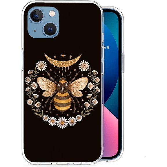 Compatible with iPhone 13 Case - Honey Moon Bees Kawaii Cute Wild Animal Design Case Soft TPU Slim Protective Case Gift for Women, Girls, Boys, and Men