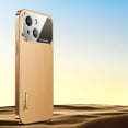 thumbnail image 1 of Compatible for iPhone 13 Case with Lens Protector Dustproof Net, Premium PU Leather + Plating Frame Shockproof Anti-Fingerprints Non-Slip Case for iPhone 13,Gold, 1 of 6