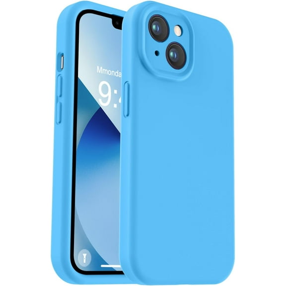 Compatible with iPhone 13 Case, Liquid Silicone Upgrade [Camera Protection] [Soft Anti-Scratch Microfiber Lining] Shockproof Phone Case for iPhone 13 6.1 inch - Blue