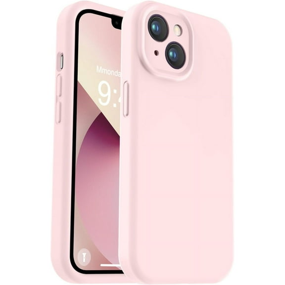 Compatible with iPhone 13 Case, Liquid Silicone Upgrade [Camera Protection] [Soft Anti-Scratch Microfiber Lining] Shockproof Phone Case for iPhone 13 6.1 inch - Chalk Pink