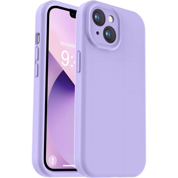 Compatible with iPhone 13 Case, Liquid Silicone Upgrade [Camera Protection] [Soft Anti-Scratch Microfiber Lining] Shockproof Phone Case for iPhone 13 6.1 inch - Light Purple