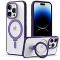 thumbnail image 1 of Compatible for iPhone 13 Case with Magnetic Ring Stand,[Compatible with MagSafe] [Military Grade Drop Protection] Light Luxury Slim Shockproof Kickstand Case for iPhone 13-Purple, 1 of 8