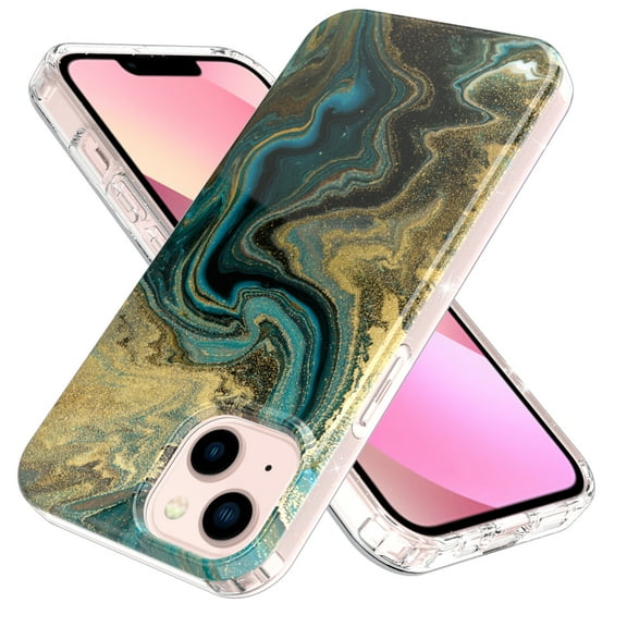 Compatible for iPhone 13 Case,Marble Pattern IMD Shockproof Rubber Rugged Soft TPU Silicone Drop Protective Women Girl Ultra Slim Cover.For iPhone 13,C