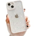 thumbnail image 1 of Compatible with iPhone 13 Case [Not Fit iPhone 13 Pro] for Women Girls,Soft Slim Fit Full-Around Protective Cute Clear Sparkly Bling Star Phone Case Glitter Cover for iPhone 13(6.1＂)-White, 1 of 6
