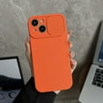 thumbnail image 1 of Compatible with iPhone 13 Case, [Smooth Silicone Full Coverage Camera] [Drop Protection], Shockproof Slim Soft Microfiber Lining Camera Lens Slide Protective Phone Case, Orange, 1 of 11