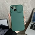 thumbnail image 1 of Compatible with iPhone 13 Case, [Smooth Silicone Full Coverage Camera] [Drop Protection], Shockproof Slim Soft Microfiber Lining Camera Lens Slide Protective Phone Case, Darkgreen, 1 of 11