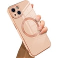 thumbnail image 1 of Compatible with iPhone 13 Case [Support for Magsafe] Magnetic Plating Electroplate Luxury Elegant Case Camera Protector Soft TPU Shockproof Protective Corner Back Cover iPhone 13 Case -Pink, 1 of 12