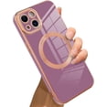 thumbnail image 1 of Compatible with iPhone 13 Case [Support for Magsafe] Magnetic Plating Electroplate Luxury Elegant Case Camera Protector Soft TPU Shockproof Protective Corner Back Cover iPhone 13 Case -Purple, 1 of 12