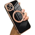 thumbnail image 1 of Compatible with iPhone 13 Case [Support for Magsafe] Magnetic Plating Electroplate Luxury Elegant Case Camera Protector Soft TPU Shockproof Protective Corner Back Cover iPhone 13 Case -Black, 1 of 12