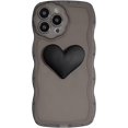thumbnail image 1 of Compatible with iPhone 13 Case for Women/Girls, Cute 3D Love-Heart Curly Wave Soft Silicone Anti-Scratch Shockproof Raised Bumper Corners Case with Strap for iPhone 13, 1 of 8