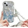 thumbnail image 1 of Compatible with iPhone 13 Case for Women/Girls, Cute Butterfly Glitter Bling with Bracelets Anti-Scratch Shockproof Case for iPhone 13, Blue with Bracelets, 1 of 8