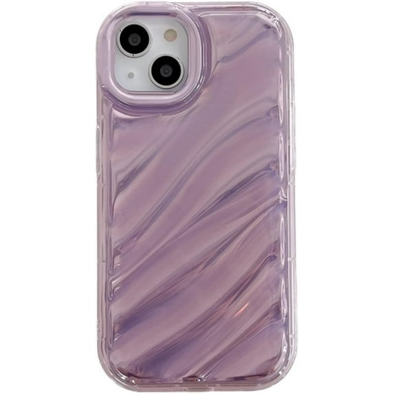 Compatible with iPhone 13 Case for Women/Girls, Cute Curly Water Ripple Wave Colorful Bling Laser Holographic Glitter Anti-Scratch Shockproof Case for iPhone 13, Purple