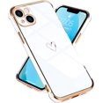 thumbnail image 1 of Compatible with iPhone 13 Case for Women Girls, Cute Heart Design with Luxury Plating Bumper, Soft TPU Shockproof Back Cover with Full Camera Protection for iPhone 13 Phone Case, White, 1 of 7