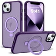 thumbnail image 1 of Compatible with iPhone 13 Case & iPhone 14 Case with Invisible  O-Ring Stand Translucent Case for iPhone 13 & 14 6.1" [Compatible with MagSafe][Great Grip Feeling], Purple, 1 of 18