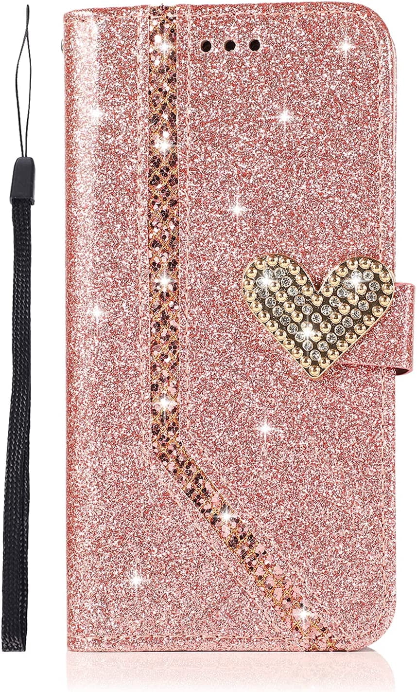 Compatible with iPhone 13 Glitter Wallet Case for Women Girls Luxury ...