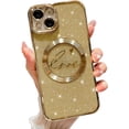 thumbnail image 1 of Compatible with iPhone 13 Magnetic Glitter Case-6.1 Inch, Luxury Love Heart Pattern Plating Clear Case, Compatible with MagSafe for Women Girls Shockproof Back Cover-Gold, 1 of 14
