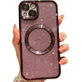 thumbnail image 1 of Compatible with iPhone 13 Magnetic Glitter Case, Luxury Plating Cute Bling Clear Phone Case, Compatible with MagSafe for Women Girls with Camera Protector Back Cover - Purple, 1 of 10
