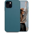 thumbnail image 1 of Compatible with iPhone 13 Mini Case 5.4 inch Slim Thin Luxury Soft Vegan Leather Non-Slip Matte Grip Flexible Shockproof Cases Anti-Fingerprint, Anti-Scratch Protective Cover (2021), Cyan, 1 of 9