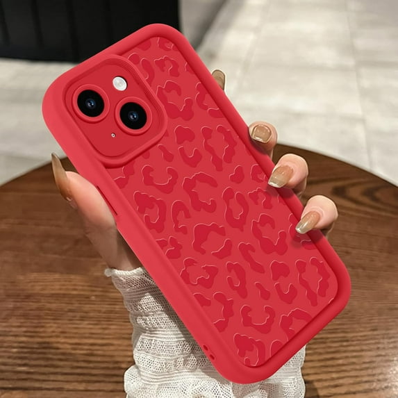 Compatible with iPhone 13 Mini Case, Cheetah Print Shockproof Soft TPU Protective Case for Women Girls, Slim Anti Scratch Leopard Case for iPhone 13 Mini 5.4 Inch, Red