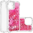 thumbnail image 1 of Compatible with iPhone 13 Mini Case Glitter Liquid Cute Clear Phone Case Floating Quicksand Shockproof Protective Bumper Silicone Soft TPU Case for iPhone 13 Mini 5.4 inch Love Pink YB, 1 of 12