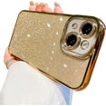 thumbnail image 1 of Compatible with iPhone 13 Mini Case Glitter Luxury Cute Flexible Plating Cover Camera Protection Shockproof Phone Case for Women Girl Men Design for iPhone 13 Mini Cover 5.4'' Gold, 1 of 14