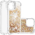 thumbnail image 1 of Compatible with iPhone 13 Mini Case Glitter Luxury Cute Love Liquid Quicksand Clear Soft TPU Girls Women Stylish Bumper Shockproof Protective Case for iPhone 13 Mini 5.4 inch Golden YB, 1 of 12