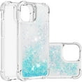 thumbnail image 1 of Compatible with iPhone 13 Mini Case Glitter Luxury Cute Love Liquid Quicksand Clear Soft TPU Girls Women Stylish Bumper Shockproof Protective Case for iPhone 13 Mini 5.4 inch Star Blue YB, 1 of 12