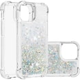 thumbnail image 1 of Compatible with iPhone 13 Mini Case Glitter Luxury Cute Love Liquid Quicksand Clear Soft TPU Girls Women Stylish Bumper Shockproof Protective Case for iPhone 13 Mini 5.4 inch Sliver YB, 1 of 12
