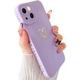 thumbnail image 1 of Compatible with iPhone 13 Mini Case Gold Heart Pattern Soft Liquid Silicone Shockproof Case for Women Girls Side Cute Plated Heart Pattern Slim Phone Case (Black), 1 of 1
