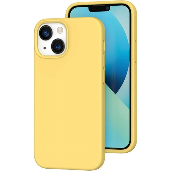 Compatible with iPhone 13 Mini Case, Liquid Silicone Gel Rubber Cover with Microfiber Lining, Full Body Drop Protection Phone Case for iPhone 13 5.4 Inch(2021), Yellow