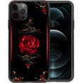 thumbnail image 1 of Compatible with iPhone 13 Mini Case,Pattern Design Hard PC Back Cover Non-Slip Soft TPU Protective Case for iPhone 13 Mini for Women 5.4inch-Spiritual Rose, 1 of 5