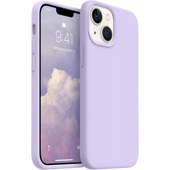 Compatible with iPhone 13 Mini Cases, Slim Silicone 3 Layers Full Covered Soft Gel Rubber Phone Case with [Soft Anti-Scratch Microfiber Lining] Cover 5.4 inch, Pale Purple