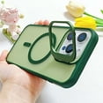 thumbnail image 1 of Compatible with iPhone 13 Mini Magnetic Case, [With Metal Camera Ring Stand][Compatible with Mag-safe] [Translucent Matte] Anti-fall Shockproof Protective SkinFeel Phone Case,Darkgreen, 1 of 10