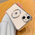 thumbnail image 1 of Compatible with iPhone 13 Mini Magnetic Clear Case,Luxury Plating Bling Transparent Shockproof MagSafe Case with Full Camera Lens Protector for iPhone 13 Mini Women Girl Men-Silver, 1 of 14