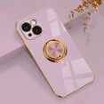 thumbnail image 1 of Compatible with iPhone 13 Mini Ring Holder Stand Case Glitter Plating Rose Gold Edge 360 Rotation Kickstand for Women Slim Soft Flexible TPU Protective Cover Case - 5.4 Inch (2021), Purple, 1 of 8