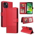 thumbnail image 1 of Compatible With iPhone 13 Mini Wallet Case 360° Protection Dustproof Card Pocket Magnetic Closure Card Slots Kickstand Shockproof Full Coverage PU Leather Folio Phone Cover,Red, 1 of 11
