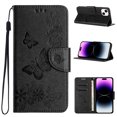 thumbnail image 1 of Compatible With iPhone 13 Mini Wallet Case Full Coverage 360° Protection Dustproof Card Pocket Kickstand Butterfly Pattern Shockproof Magnetic Closure Luxury Folio Phone Cover,Black, 1 of 8