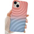 thumbnail image 1 of Compatible with iPhone 13 Phone Case Girls Cute Gradient Bicolor Crimp Wave Pattern Soft Silicone Shockproof Camera Protective Back Cover Slim Phone Case for Women - Pink Blue, 1 of 12