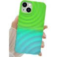 thumbnail image 1 of Compatible with iPhone 13 Phone Case Girls Cute Gradient Bicolor Crimp Wave Pattern Soft Silicone Shockproof Camera Protective Back Cover Slim Phone Case for Women - Green Cyan, 1 of 12