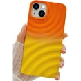 thumbnail image 1 of Compatible with iPhone 13 Phone Case Girls Cute Gradient Bicolor Crimp Wave Pattern Soft Silicone Shockproof Camera Protective Back Cover Slim Phone Case for Women - Orange Yellow, 1 of 7