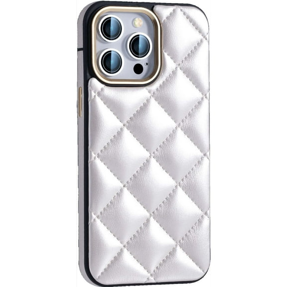 Compatible with iPhone 13 Phone Case,PU Leather + TPU Hybrid Protection,Diamond-shaped PU Leather Back,Anti-fall Shockproof Anti-Scratch Lightweight Durable Thin Fit Phone Case,Titaniumgray
