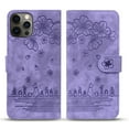 thumbnail image 1 of Compatible For iPhone 13 Pro 360 Protection Shockproof Card Flip Wallet Stand Case, Luxury Cute Pattern Embossed PU Leather with Wrist Strap Cover.For iPhone 13 Pro,Purple, 1 of 8