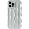 thumbnail image 1 of Compatible with iPhone 13 Pro 6.1" Case, Cute Glossy Water Ripple Pattern Phone Case, Curly Wave Frame Design for Women Girls, Soft TPU Slim Fit Shockproof Full-Body Protection Cover, Green Grey, 1 of 12