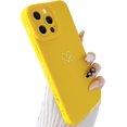thumbnail image 1 of Compatible with iPhone 13 Pro Case (6.1" 2021), Plated Luxury Heart Phone Case Cute Side Pattern Soft TPU Shockproof Full Camera Lens Protective Phone Cases for Women Girls - Yellow, 1 of 7
