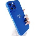 thumbnail image 1 of Compatible with iPhone 13 Pro Case (6.1" 2021), Plated Luxury Heart Phone Case Cute Side Pattern Soft TPU Shockproof Full Camera Lens Protective Phone Cases for Women Girls - Klein Blue, 1 of 9